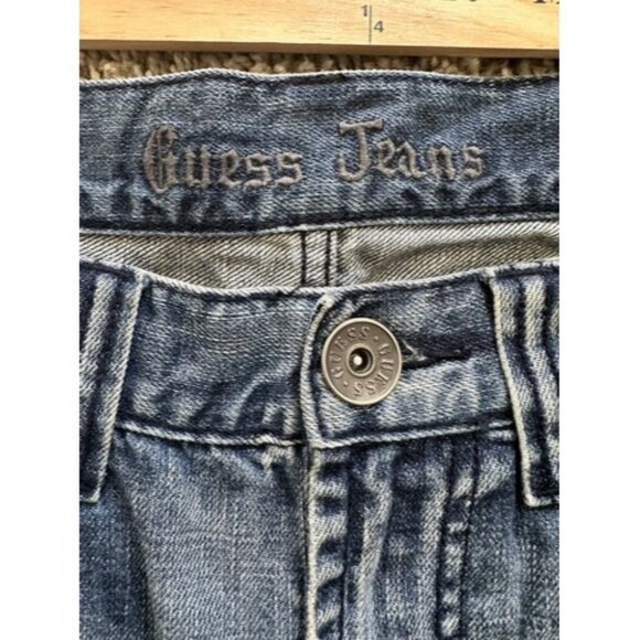Guess Men's Boot Cut Denim Blue Jeans Size 33x31 Med Wash Loose Fit - Picture 9 of 14